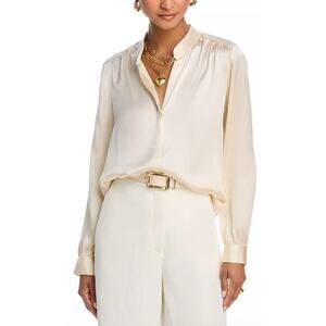 L'Agence Bianca Silk Banded Collar Blouse